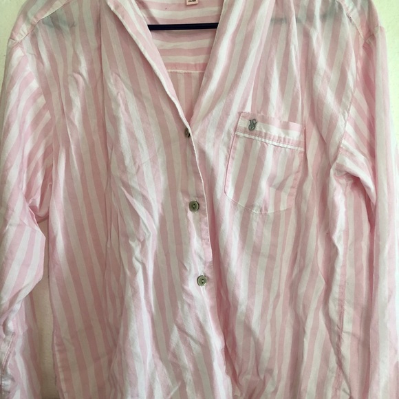 Victoria’s Secret pink pinstripe pajama top - Picture 2 of 5
